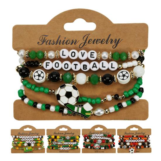 Fußballfan Perlenarmband Set mit Fußballschuh Buchstaben Anhängern Mehrschichtiges Stapelarmband für die Weltmeisterschaft 2026-Thema Unterstützer Sport Schmuck