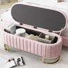 Bauliera contenitore con poggiapiedi 120 x 40 cm, poggiapiedi imbottito con contenitore, panca divano, tessuto in velluto rosa