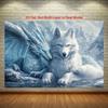 Nordic Mythical Ice Plain White Wolf  Ice Dragon Tapestry Bedroom Living Room Wall Decor Modern Minimalist Style