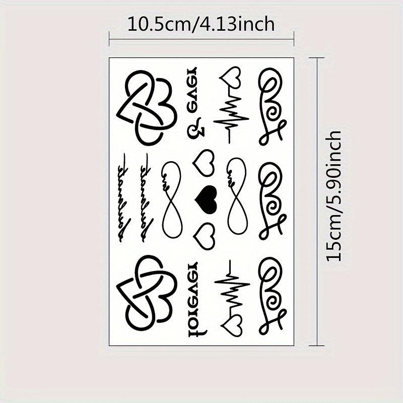 2PCS Men's and Women's Temporary Tattoos, Love and Heartbeat Designs, Waterproof and Lasting Fake Tattoo Stickers Body Art Decals