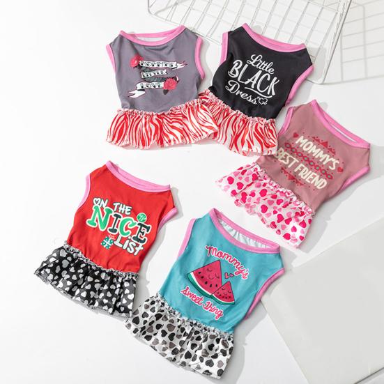 

Платье для домашних животных Двуногие Не выцветает Впитывает пот Дышащий Без катышков Платье с буквенным принтом Лето XL розовый