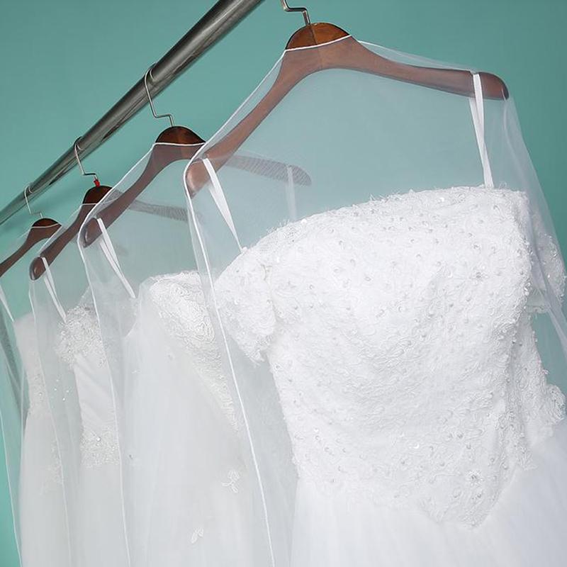 Dlouhý Průhledný Měkký Tylový Obal proti Prachu Domácí Oblečení Ochranný Obal na Svatební Šaty