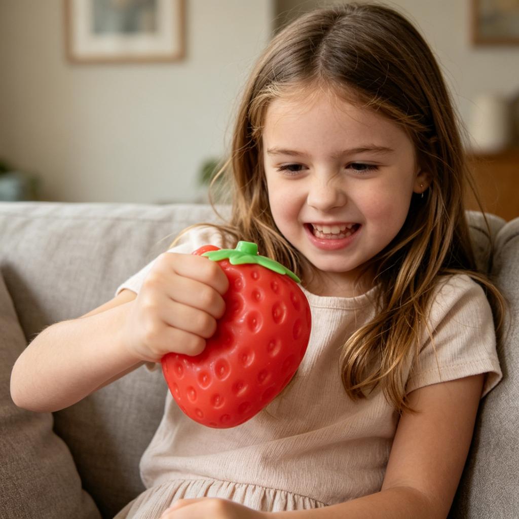 Oversized Soft Strawberry Shaped Stress Relief Ball Novelty Adult Gift Giant Toy for Office Home Decor Relaxation