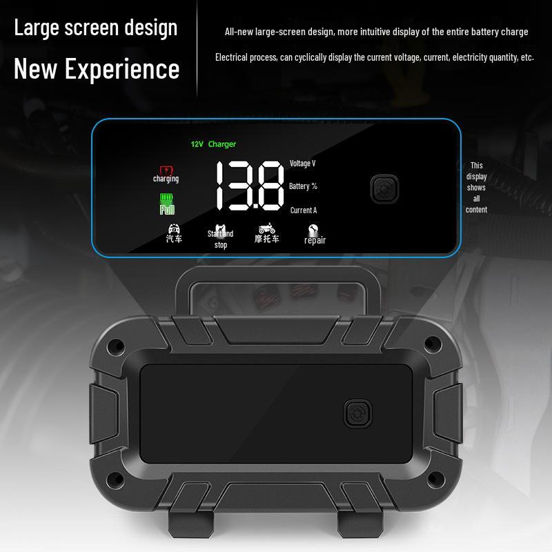 12V Smart Pulse Repair Car & Motorcycle Battery Charger, High-Power Start-Stop Feature