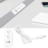 Recessed Power Strip 2 Outlets 1 USB C 1 USB A Ports Fast Charging Desk Outlet with 1.5m Cord for Furniture   12A