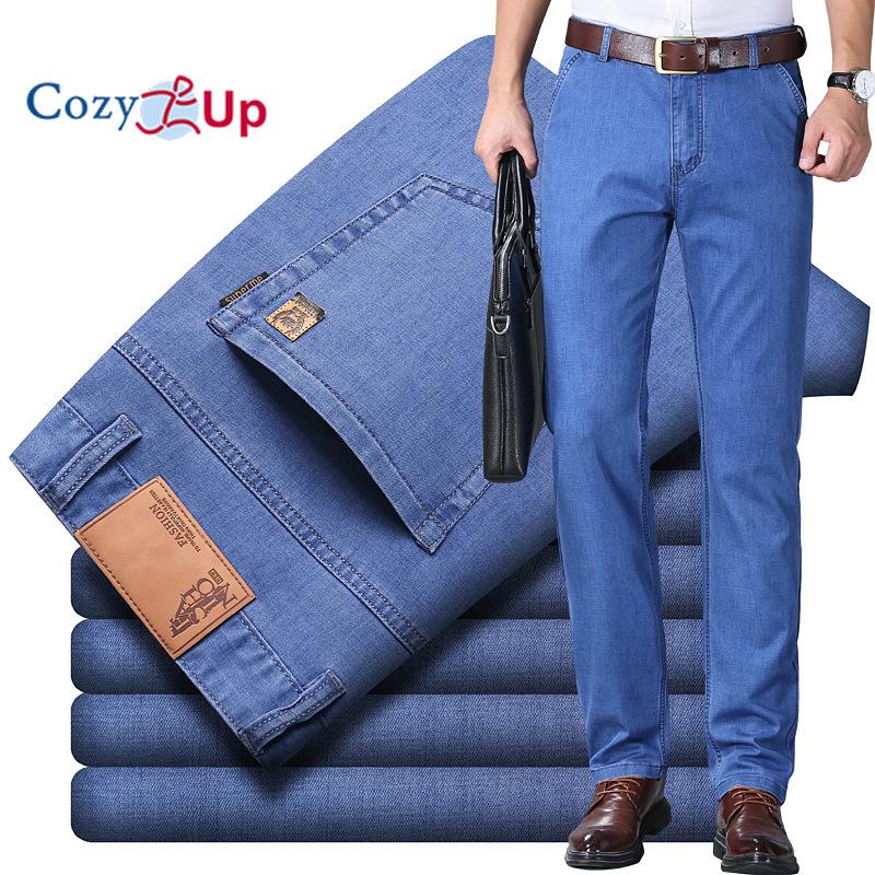 Cozy Up Thin Ice Silk Jeans for Men, Light Color Loose Elastic Casual Trousers
