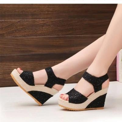 Women Shoe Summer Open Toe Fish Head High Heels Wedge Sandals
