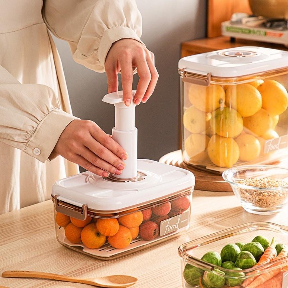 Drainable Vacuum Storage Box Transparent Fresh-Keeping Box Sealed Food Container  Refrigerator
