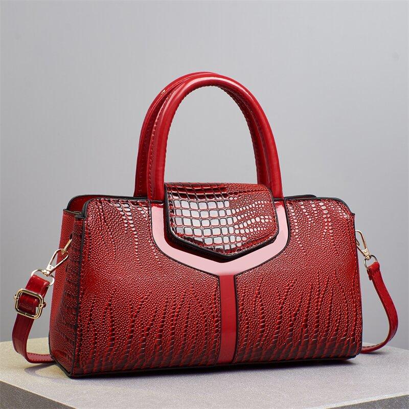 Neue Handtasche mit Krokodilmuster, modisches Spleißen, Muttertasche, modisch, hochwertig, zum Pendeln, Umhängetasche, trendy