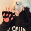 Guantes de Invierno Lindos de Dibujos Animados para Niña, con Felpa, Cortavientos, Cálidos, con Colgante para el Cuello de Oso/Huella de Gato