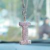 1pc Rhinestone A-Z Letter Car Rearview Mirror Pendant, Car Interior Decor
