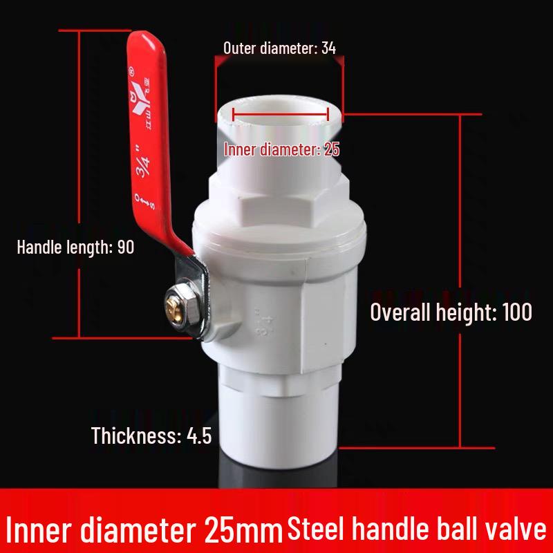 UPVC Steel Handle Ball Valve - Quick Open, Easy Turn Adhesive Water Supply Pipe Valve