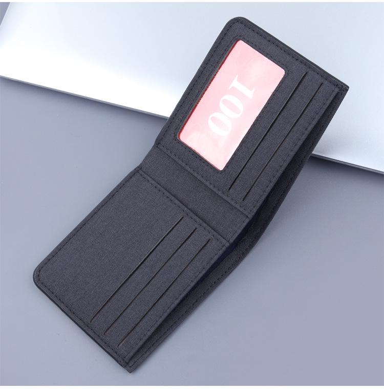 Men's Ultra-Thin Canvas & Leather Short Wallet with Card Holder