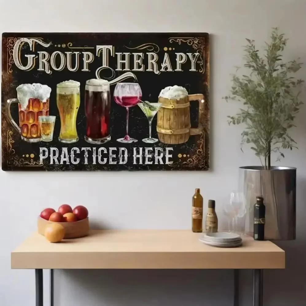 Funny Group Therapy Tin Sign – Laughter-Focused Decor for Casual Spaces 20x30cm