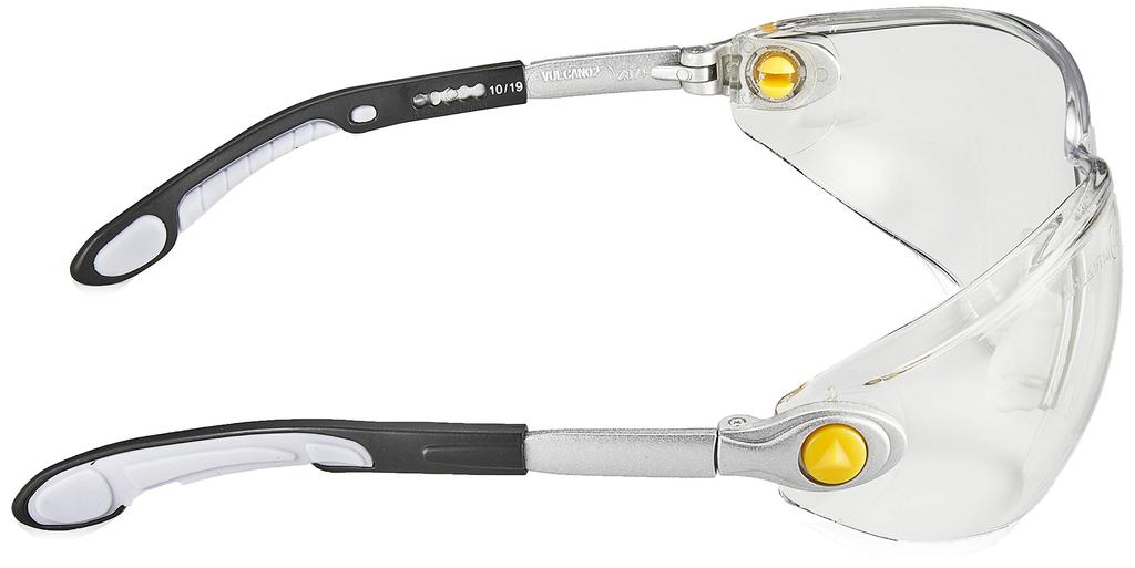 Delta Plus Vulcano2 Plus Klare Schutzbrille mit Hartbügel, verstellbar, Polycarbonat, Einzel- und UV-Beständigkeit, kratzfeste Beschichtung, Länge,