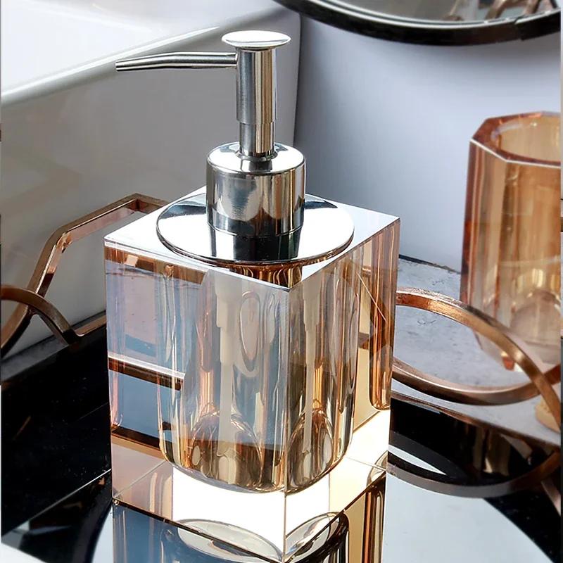 Crystal Lotion Bottle Hand Sanitizer and Shower Gel Press Pack Empty Bottles Hotel Bathroom Accessories Tray Toilet Set