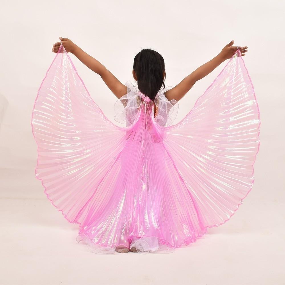 65cm Belly Dance Wings Hanging Neck Shimmery Texture Dance Performance Props Transparent Color Pleated Cape Dance Costume Props
