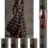 Vintage Plaid Long Sleeve Dress With Pockets For Autumn Fashion Enthusiasts