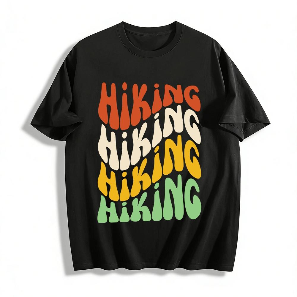 Retro Hiking Letter Print Casual T-Shirt Outdoor Hiking Top For Men Women Pure cotton T-shirt XXS