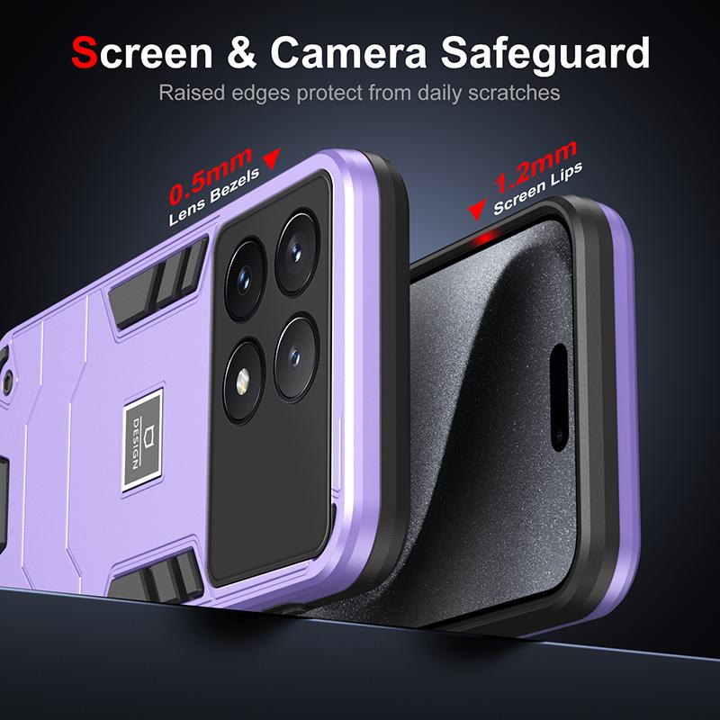 For POCO X6 Pro Armor Shockproof Magnetic Phone Case For Xiaomi POCO X4 Pro Poco X5 Pro Solid Color Hard PC+TPU Back Cover