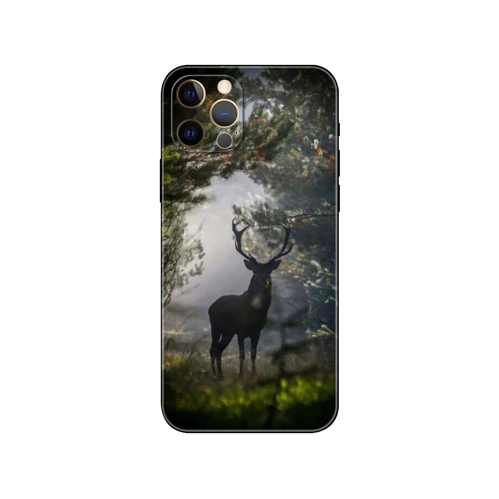 Deer Hunting Phone Case for Iphone 5 5s 2020se 6 6s 7 8 Plus X 10 XR XS 11 12 13 Mini Pro MAX Black Tpu Back Cover