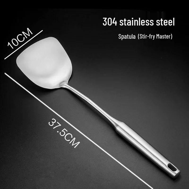 304 Stainless Steel Kitchen Tool Set: Spatula, Soup Ladle, Wok Spatula, Strainer, and Spoon - Anti-scalding, Thickened Design.