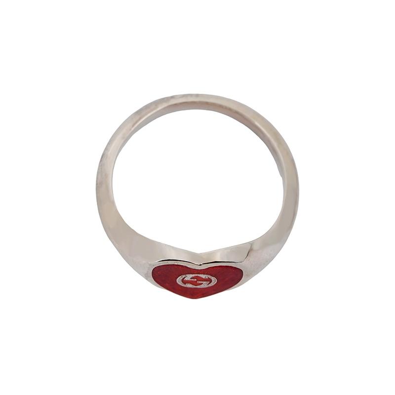 GUCCI Ring With Interlocking G Enamel Heart Unisex 645544-J8410-8133