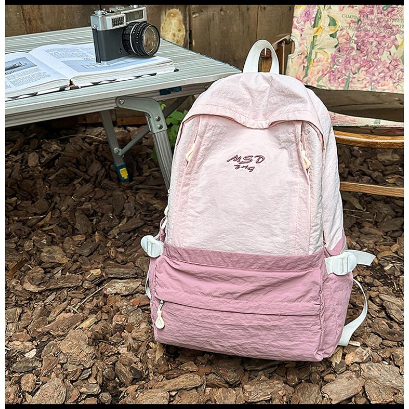Female Solid Color Light High School Students' New Simple Backpack Ins Mori Girl Treasure Backpack