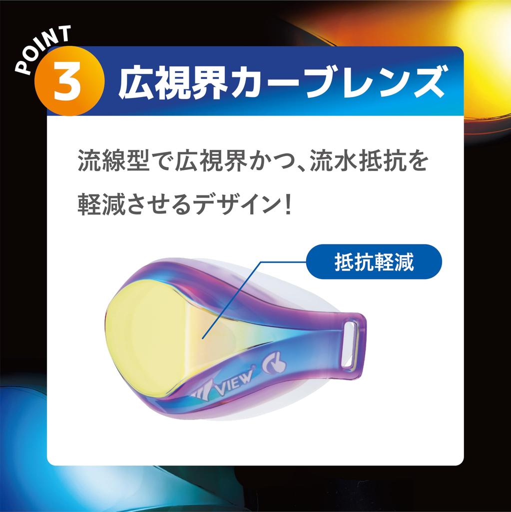 View V260JYSA BL Swimming Goggles with Curved Your First Racing Ultimate Junior Racing Made In Ages Lenses, Goggles, Low-Deflection Model, Japan, 6-12