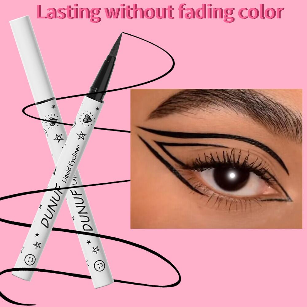 DUNUF 1 Adet Uzun Süre Kalıcı Eyeliner Ultra İnce Pürüzsüz Hızlı Kuruyan Sıvı Eyeliner Su Geçirmez, Ter Geçirmez ve Yeni Başlayanlar İçin Uygun