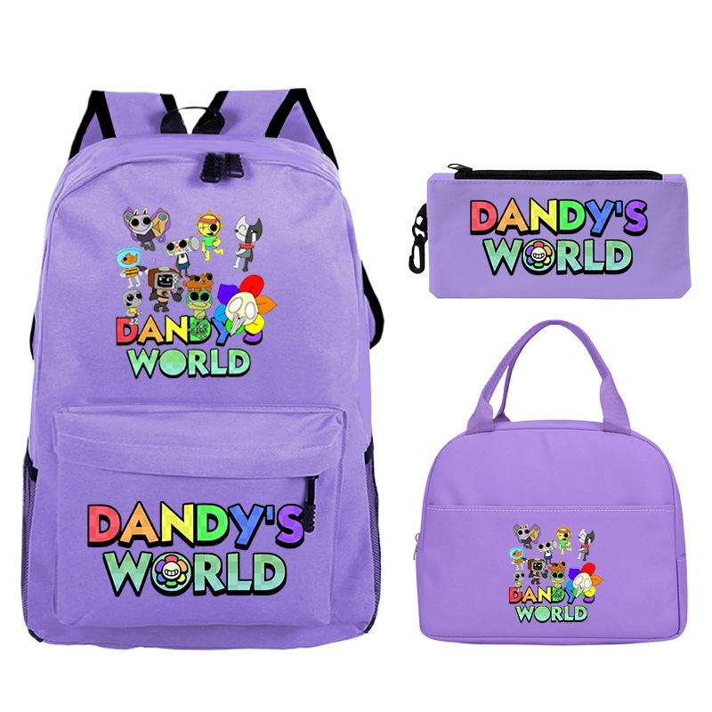Dandy's World Game Merchandise Printed Children's School Bag Set Teen Backpack Three-piece Set