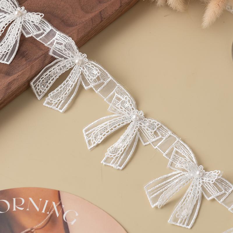 3D Butterfly Lace Trim Fabric Rhinestone Sewing Accessories For Wedding Dress Clothing Diy Crafts Supplies Flower Decor Ribbon
