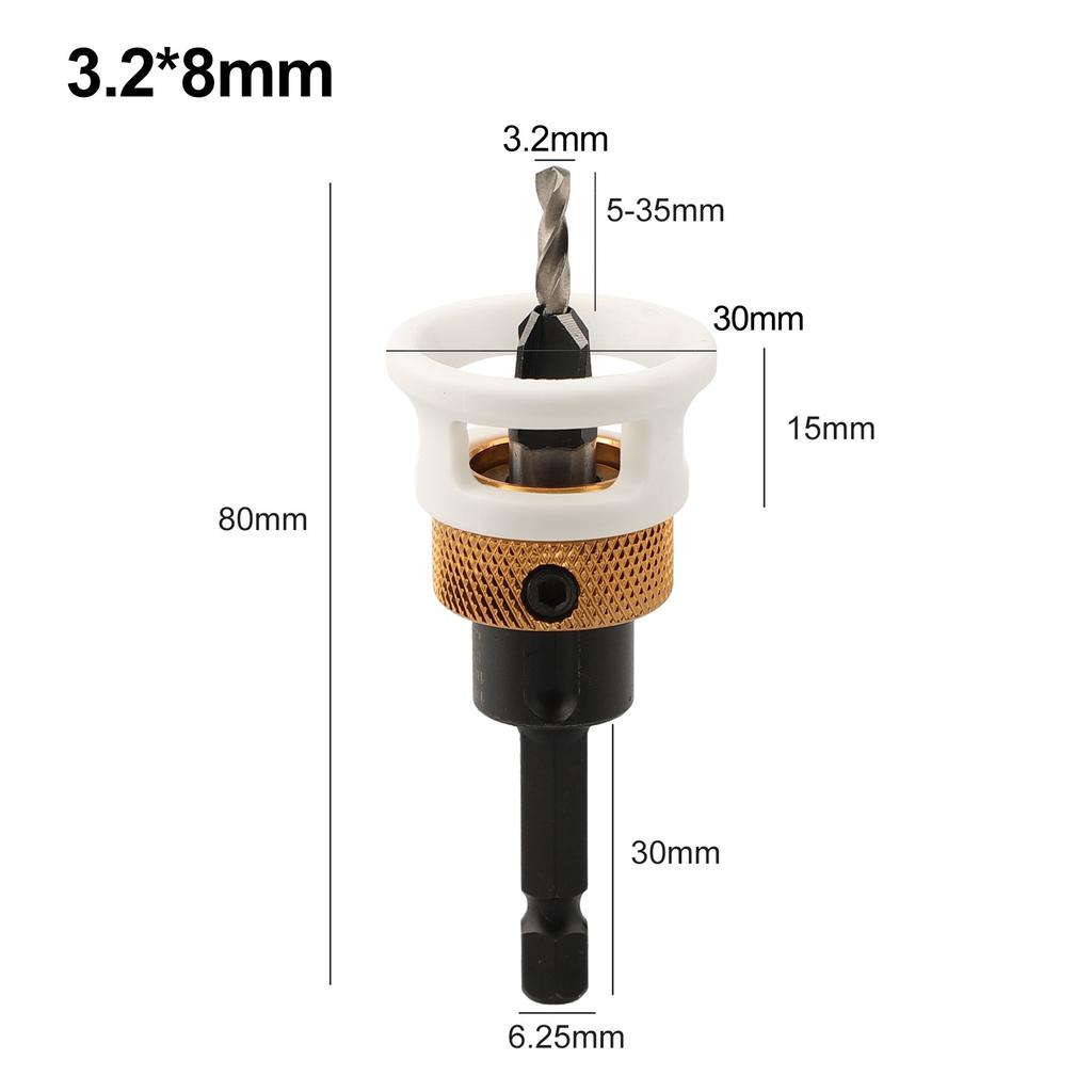 Carbide Countersink Drill Bits Adjustable Countersink Drill Bits Hex Shank Design Depth Stop Drill Bits For Carpentry Projects