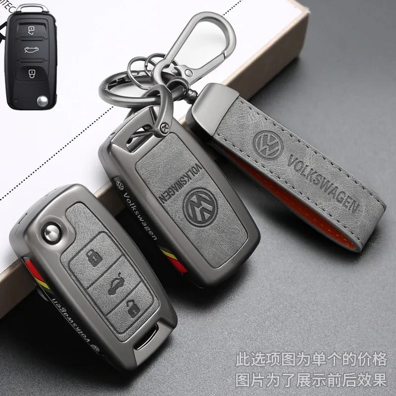 2025 Hot Leather Alloy Car Remote Key Case Cover for Volkswagen Polo Golf Passat Tiguan Beetle Caddy T5 Up Skoda Octavia Seat Le