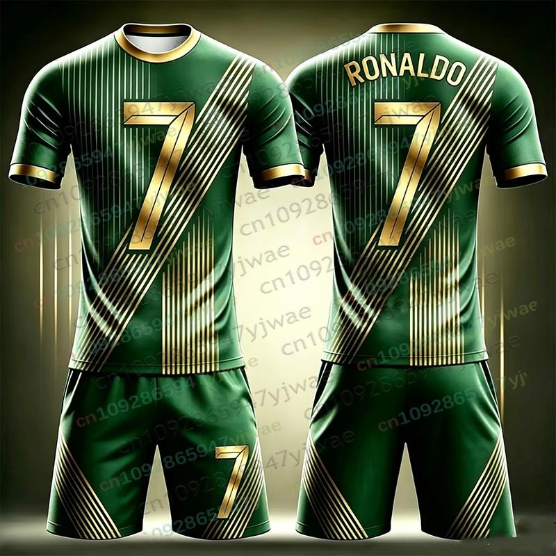 Special Edition Ronaldo No.7 Football Jersey Tee Shorts Set Sportwear Harajuku Summer Casual Kid Tshirt or 2 Piece Set