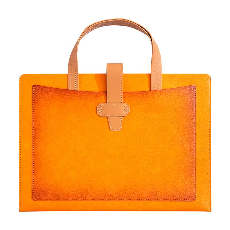 A4 Double Layer Leather Document Briefcase with Custom Logo