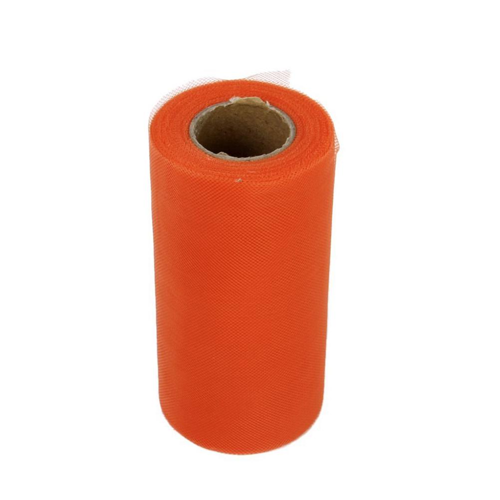 

22M by 15Cm Orange Tulle Roll Polyester Mesh Fabric for Wedding Car Decor Party Room Decoration DIY Tutu Craft Floral Garland оранжевый