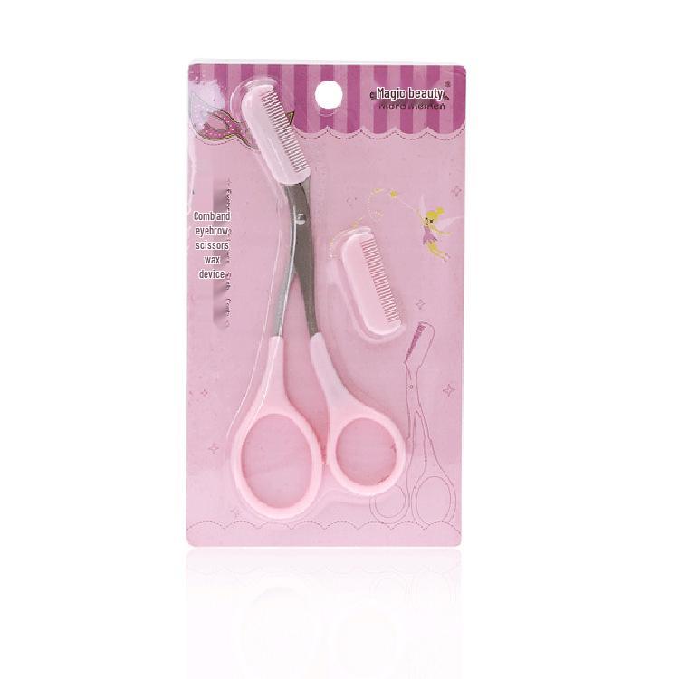 

Precision Eyebrow Kit: Scissors with Comb, Suction Cup Razor, Stainless Steel Pro Beauty Tool Pink розовый