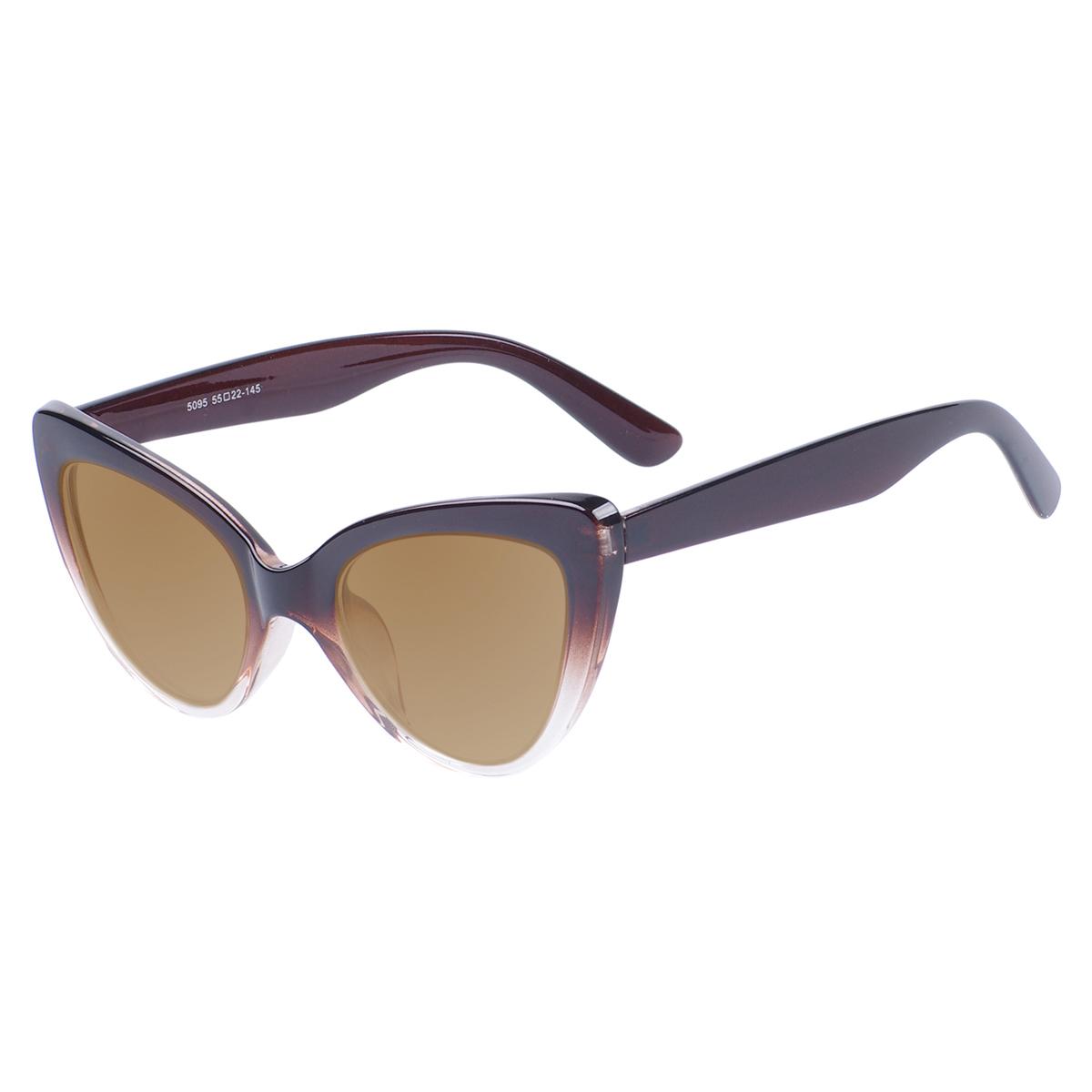 

Fashion Full Rim Plastic Light Polarized Shades Women TR90 Clear Cat Eye Sunglasses For Prescription Sunglasses Lenses Myopia see the picture коричневый