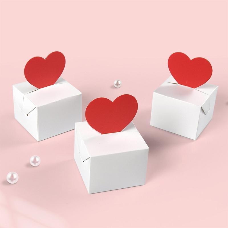 10Pcs Foldable Paper Gift Packaging Box Candy Chocolate Holder Box For Valentines Day Wedding Anniversary Gift Wrapping
