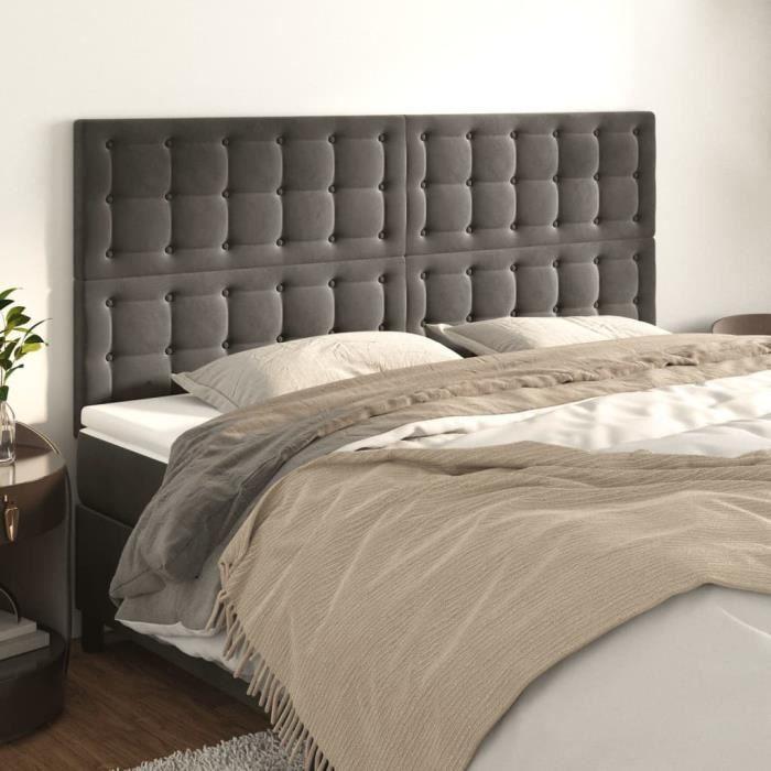 VidaXL Têtes de lit 4 pcs Gris foncé 90x5x78-88 cm Velours3116827