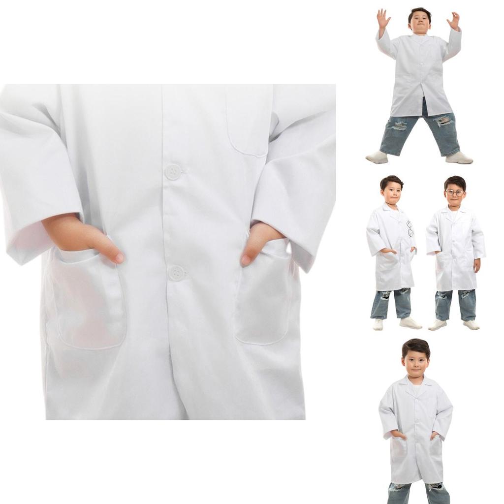 Camice da Laboratorio Bianco per Bambini Traspirante e Confortevole Perfetto per la Scuola o il Gioco