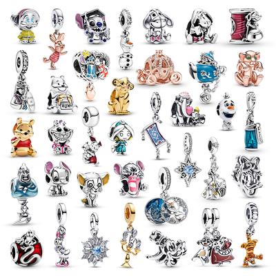 Contas de Prata Esterlina 925 Charms do Ursinho Pooh A Bela e a Fera Frozen para Pulseira Colar Fabricação de Joias