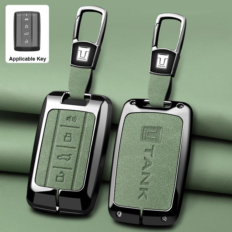Zinc Alloy leather Car Key Case Cover Shell Fob for GWM Tank 300 500 Protective Remote Key Bag Keychain Car Interior Accessories