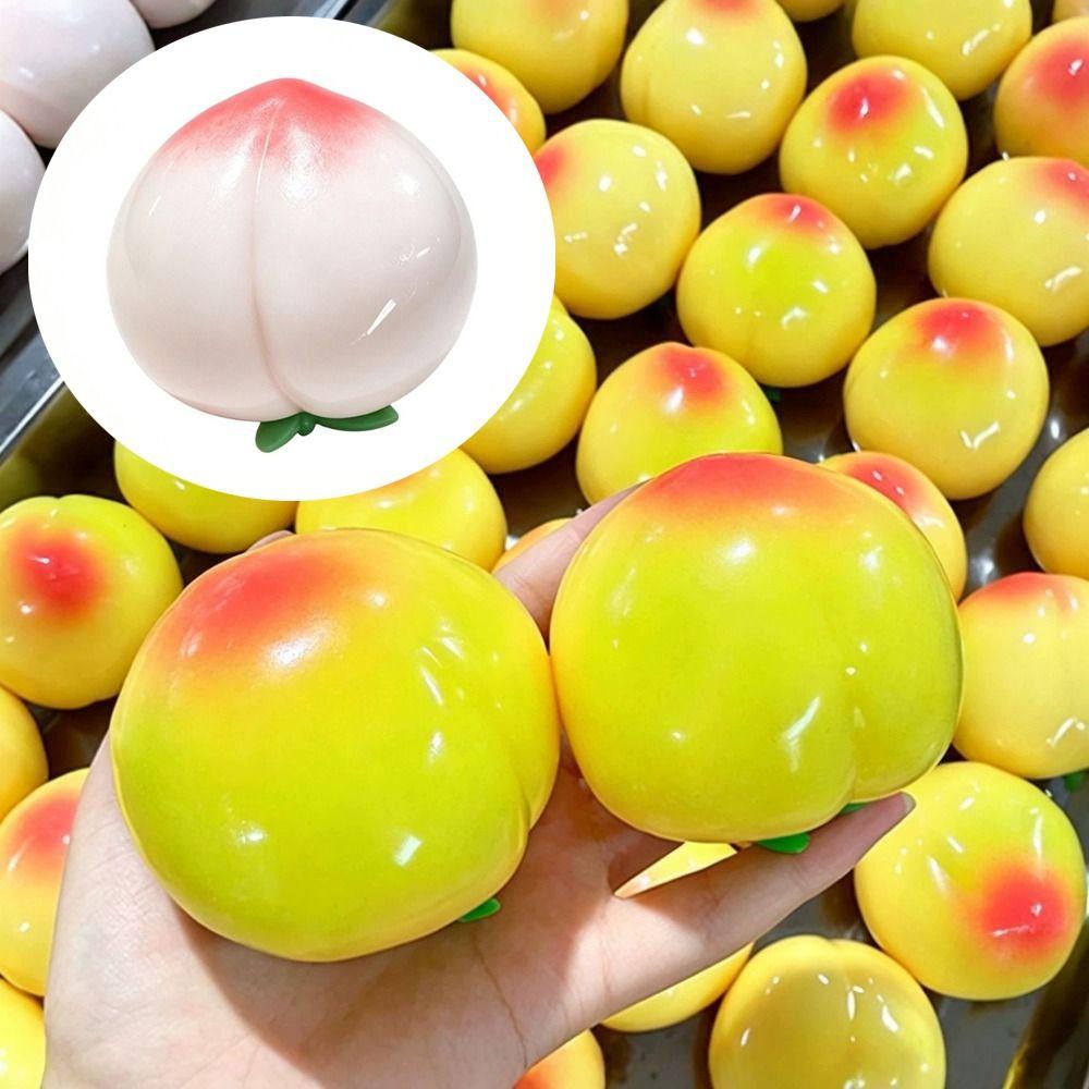 Moldable Crackling Peach Squishy Toy Crunchy Realistic Fruits Pinch TPR Fidget Toy Office Desk Toy