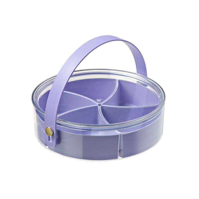 Portable Fruit Tray with Lid Snack Plate Creative Partition Dried Fruit Tray Dessert Candy Tray Fruit Tray Hand Basket Ice Bucket