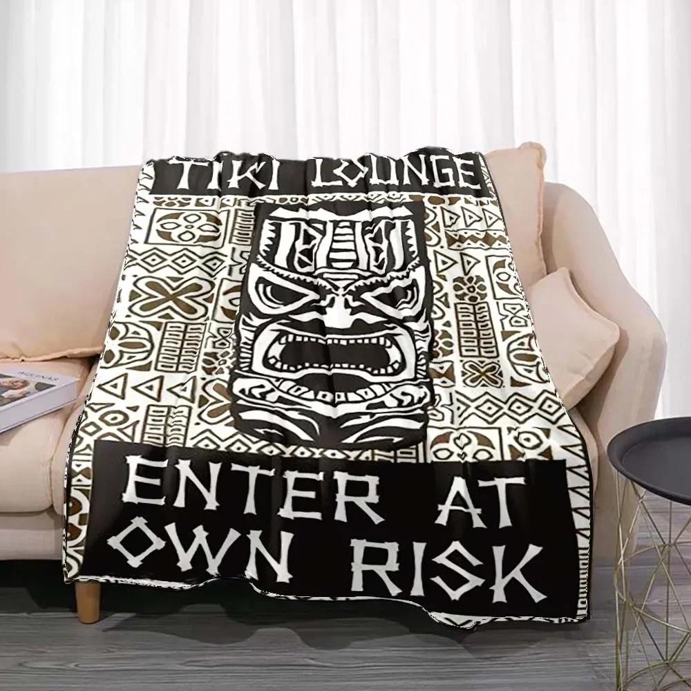 Tiki Bar Fashion Flannel Throw Blanket Summer Beach Aloha Hawaii Funny Accessories Man Cave Party Home Decor for Pub Club
