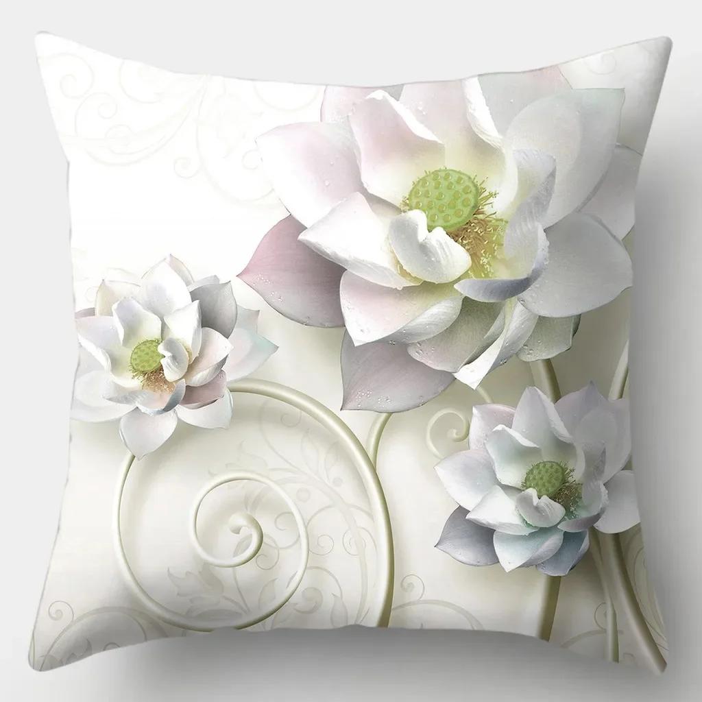 Reichhaltige Blumen Kissenbezug Quadratische Sofakissenhülle Retro Kissenbezug