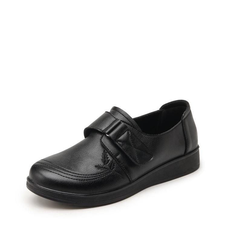 First Layer Cowhide Mother Shoes Leather Soft Sole Comfortable Single Shoes Autumn Breathable Grandma Shoes Middle-aged and Elderly Leather Shoes Wom