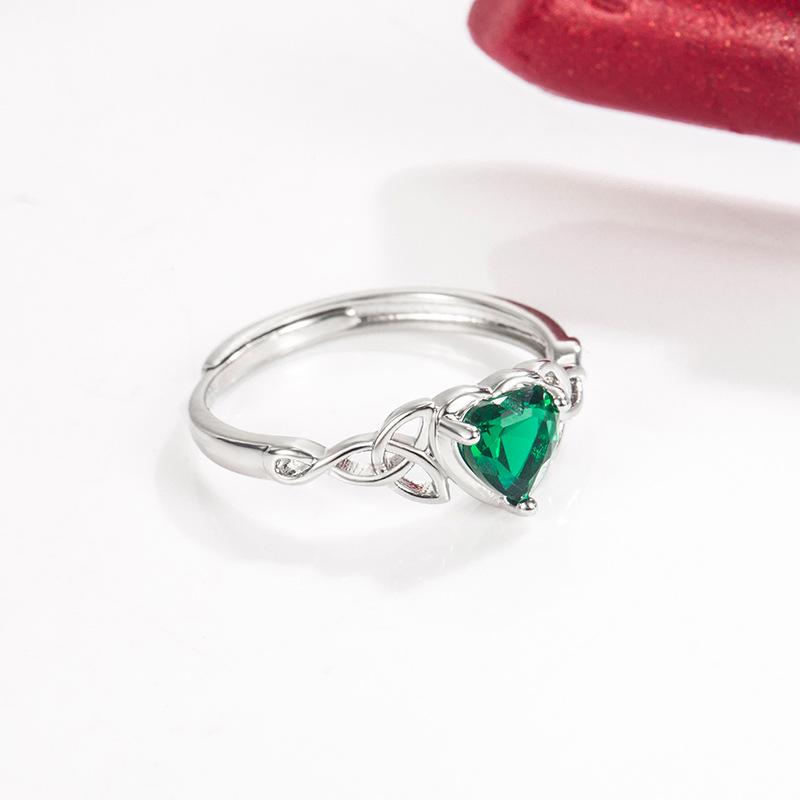 2026 Multi-color Heart-shaped Emerald Zircon Ring Women s Light Luxury Love Ruby Blue Crystal Ring Jewelry Resizable
